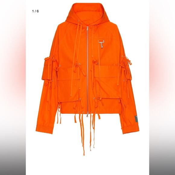Reese Cooper Modular Pocket Hooded Jacket In Orange Ripstop - Picture 3 of 9
